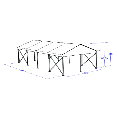 20'x40' Tent with Concrete Ballasts